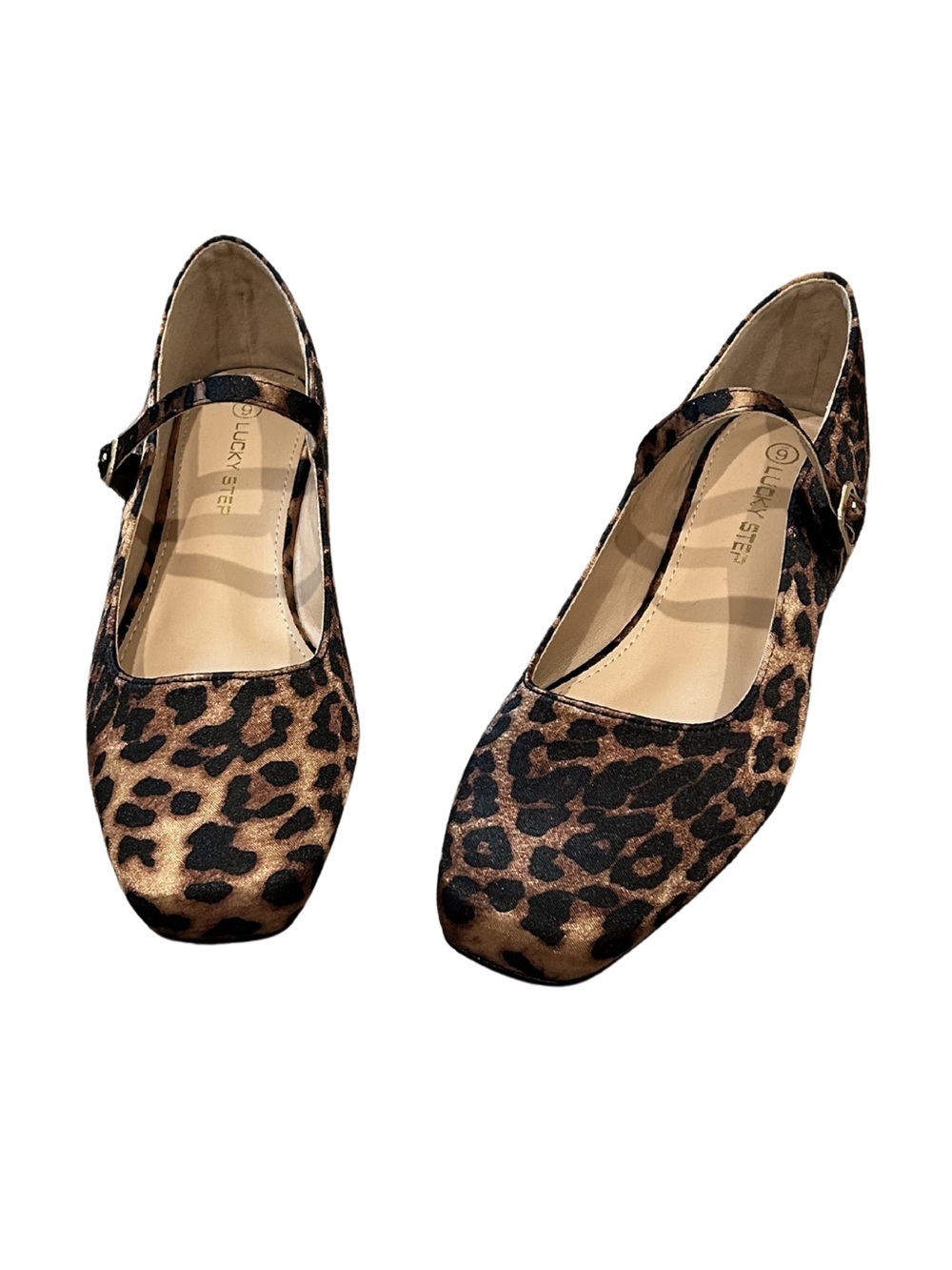 Leopard Print Square Toe Ballet Flats | Size 6